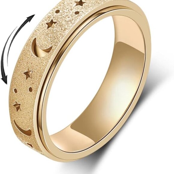 Jewelry - Anxiety Ring for Women Spinner Rings:Rotating Rings Stainless Steel 6mm Moon Sta